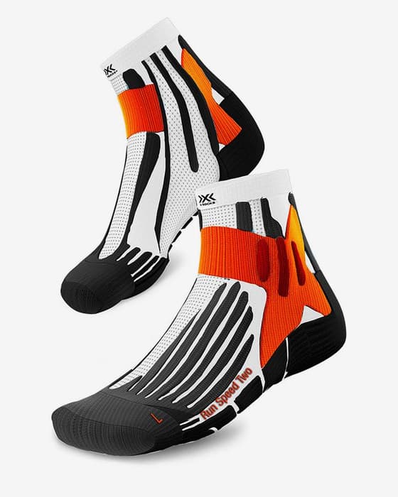 Meias X-Bionic Run Speed Two preto branco laranja