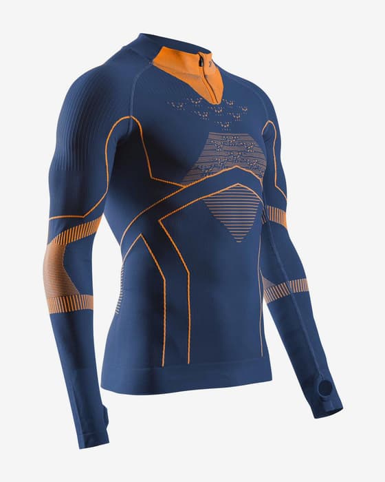 Camiseta X-Bionic Energy Accumulator Light Half Zip manga larga azul naranja