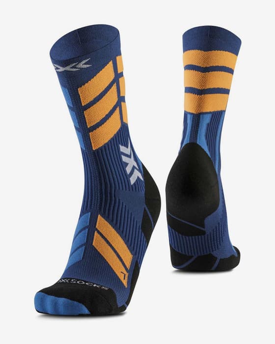 Chaussettes X-Bionic X-Country Perform Crew bleu foncé orange