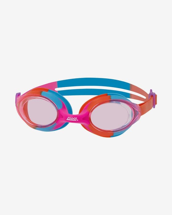 Zoggs Bondi Swim Goggles Blue Orange with Pink Clear Lenses Kids