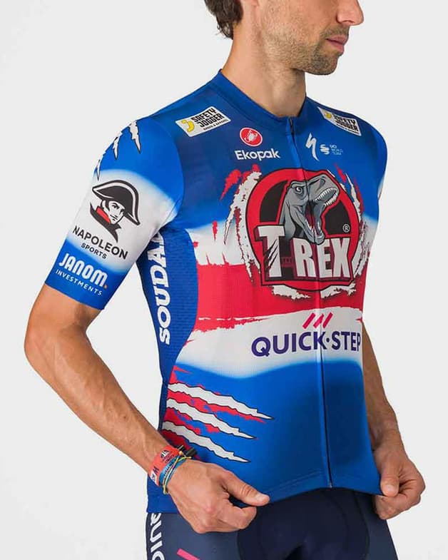 Maillot Soudal Quick-Step 2024 T-Rex manga corta azul oscuro blanco rojo - #6