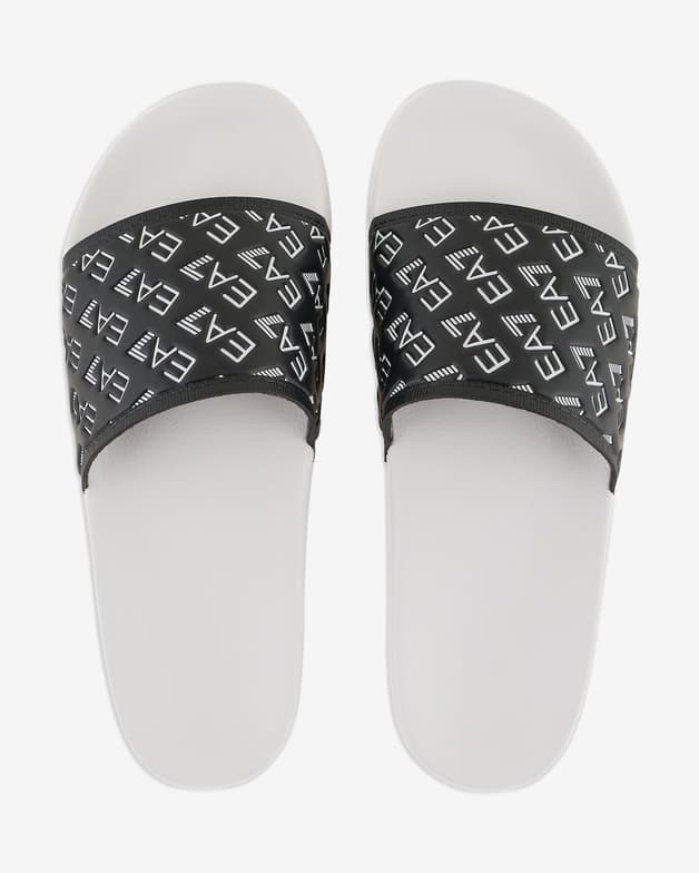 Chanclas EA7 Beachwear Slides Monogram blanco puro negro - #3