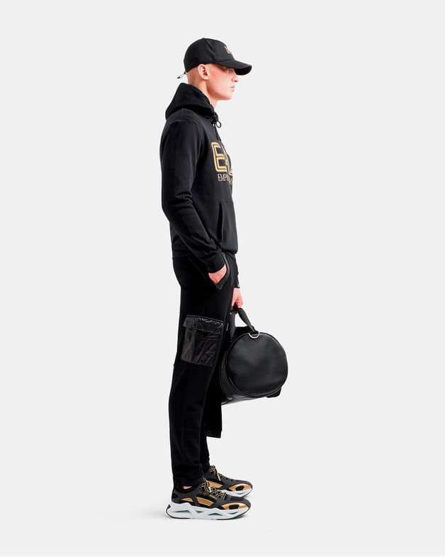 Sudadera con capucha EA7 Train Logo Series Oversize Logo negro dorado - #2
