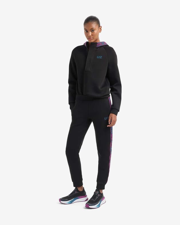 Sudadera con capucha EA7 Natural Ventus 7 Half Zip negro puro mujer - #3