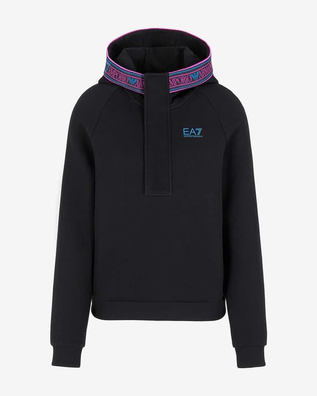 Sudadera con capucha EA7 Natural Ventus 7 Half Zip negro puro mujer - #6