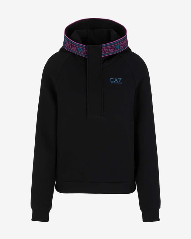 Sudadera con capucha EA7 Natural Ventus 7 Half Zip negro puro mujer - #4