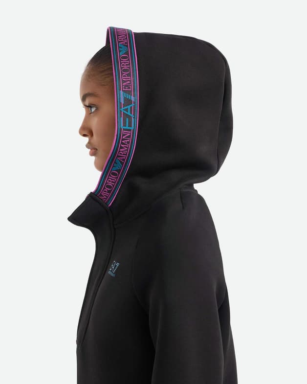 Sudadera con capucha EA7 Natural Ventus 7 Half Zip negro puro mujer - #5