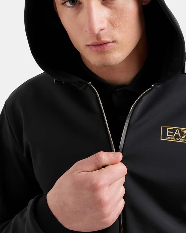 Sudadera con capucha EA7 Gold Label Contrast Full Zip negro puro - #2