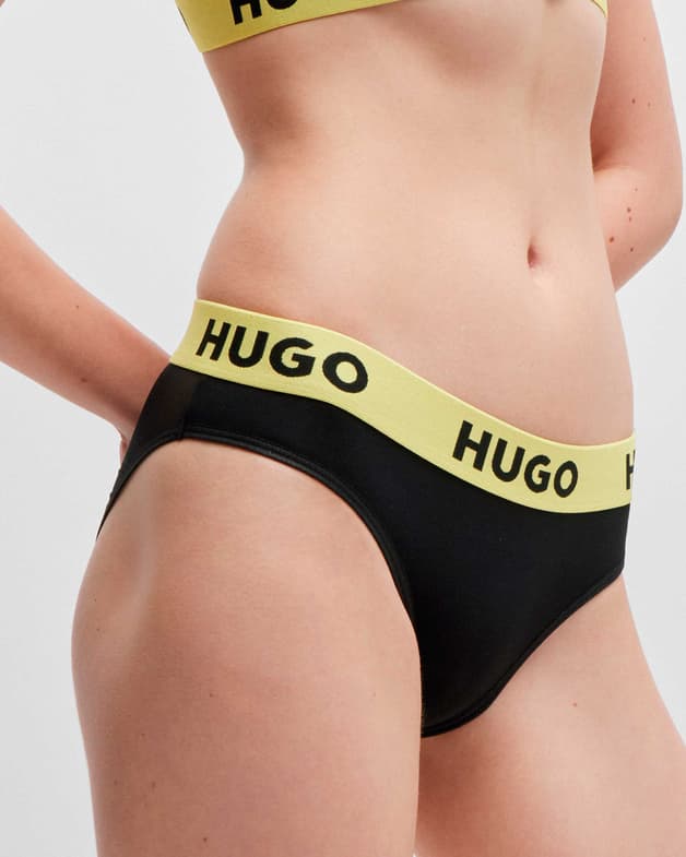 Braga HUGO Stripe Logo Color negro amarillo - #6