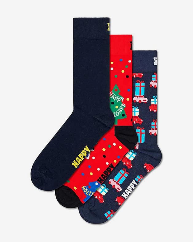 Calcetines Happy Socks Holiday Tree azul profundo rojo (3 unidades) - #1