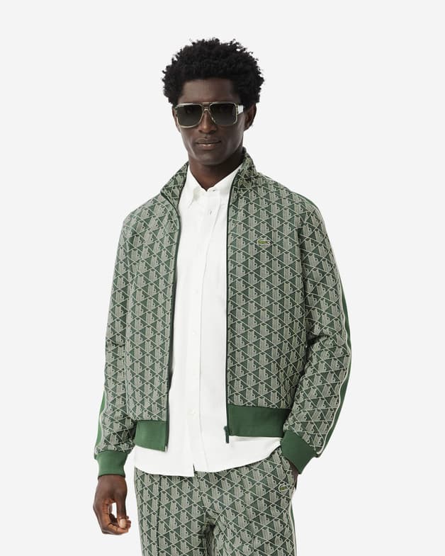 Sudadera Lacoste París Monogram Full Zip verde blanco - #1