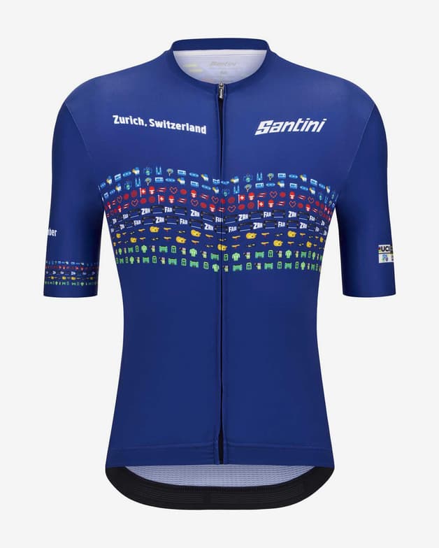 Dres s krátkým rukávem Santini UCI Road and Para-cycling Roa Zurigo matně modrý - #1