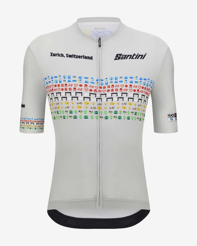 Maillot Santini UCI Road and Para-cycling Roa Zurigo manga corta blanco intenso - #1