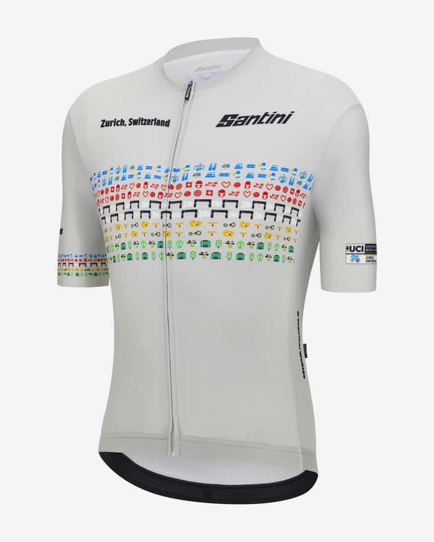 Maillot Santini UCI Road and Para-cycling Roa Zurigo manga corta blanco intenso - #3