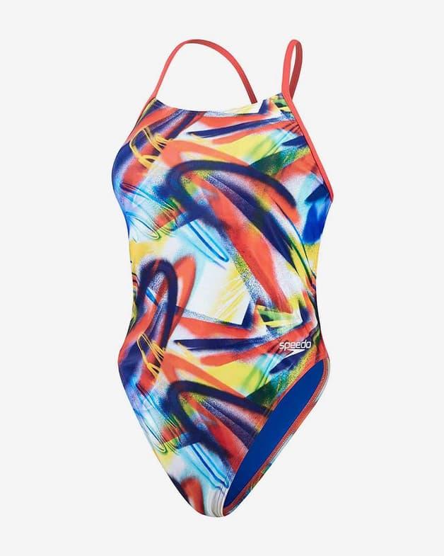 Maillot de bain Speedo Allover Digital Lattice One Piece bleu rouge jaune femme - #1