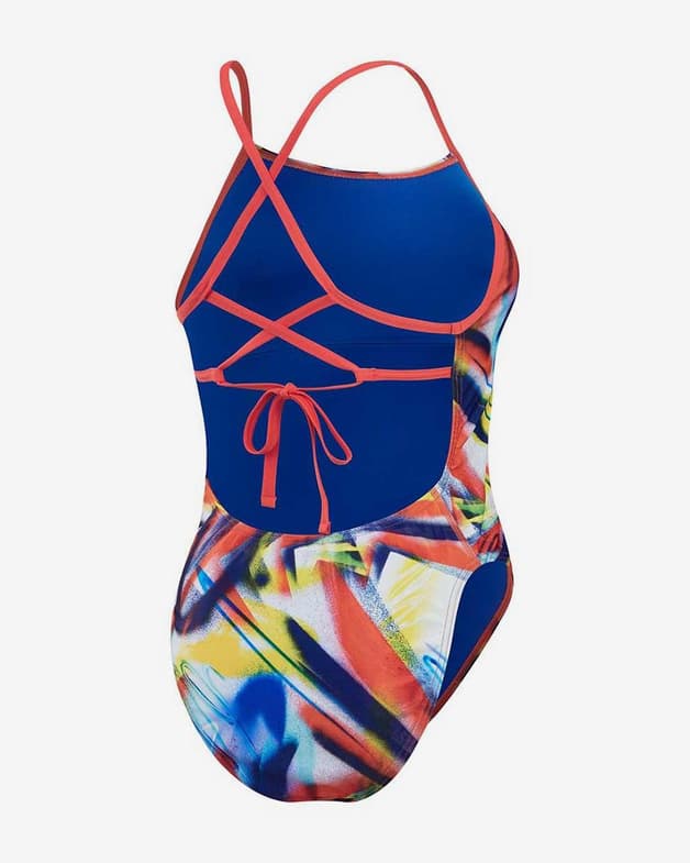 Maillot de bain Speedo Allover Digital Lattice One Piece bleu rouge jaune femme - #2