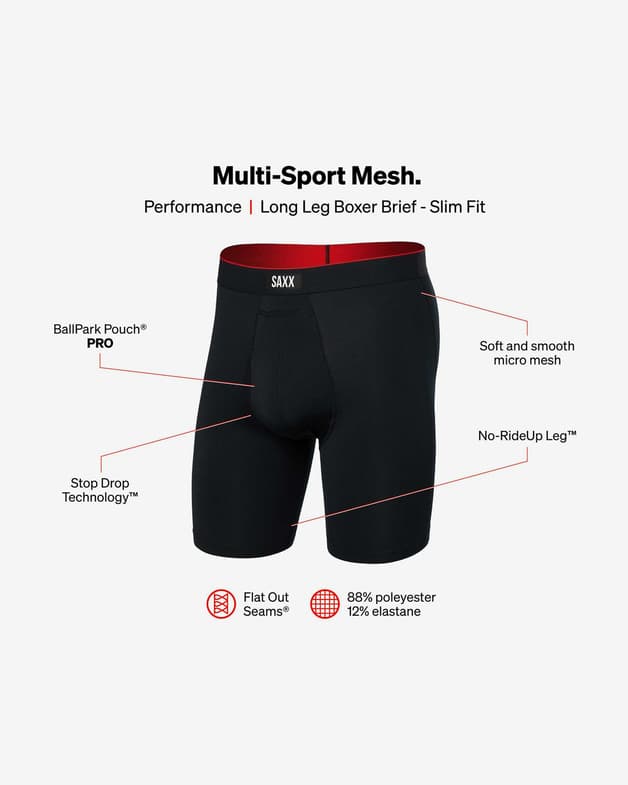Bóxer SAXX Multi-Sport Mesh Long negro puro - #2