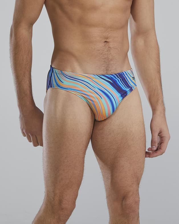Maillot de bain TYR Durafast Elite Riptidal Brief bleu orange jaune - #3