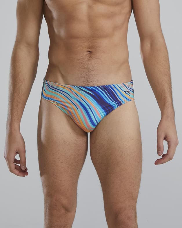Maillot de bain TYR Durafast Elite Riptidal Brief bleu orange jaune - #1