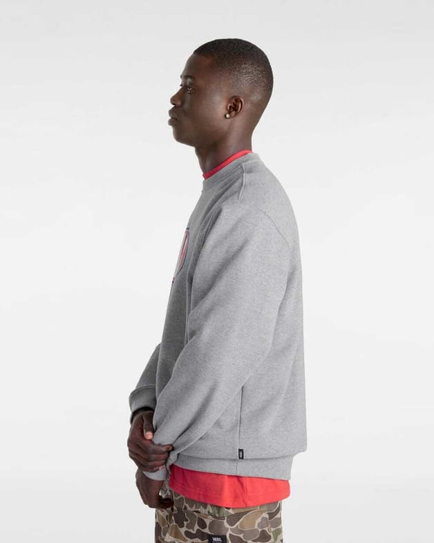 Sudadera Vans Spray On Loose Crew gris rojo blanco - #2