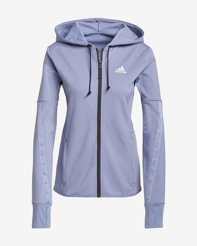 Sudadera con capucha adidas Designed 2 Move Cotton Touch Full Zip azul mujer - #1