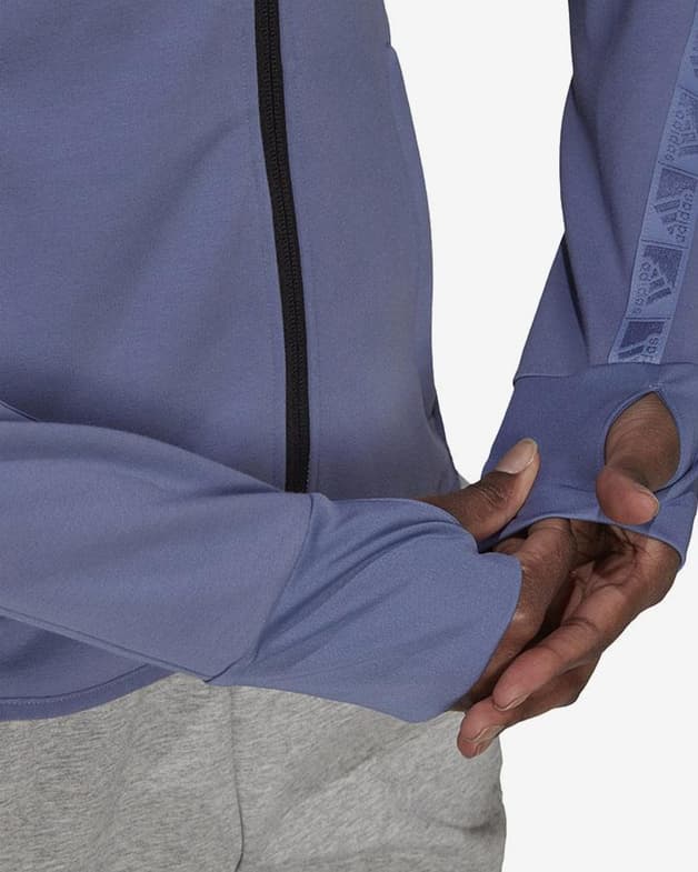 Sudadera con capucha adidas Designed 2 Move Cotton Touch Full Zip azul mujer - #4