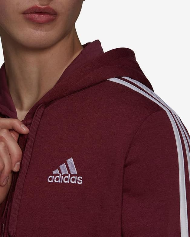 Sudadera con capucha adidas Essentials Fleece 3S Full Zip granate blanco - #4