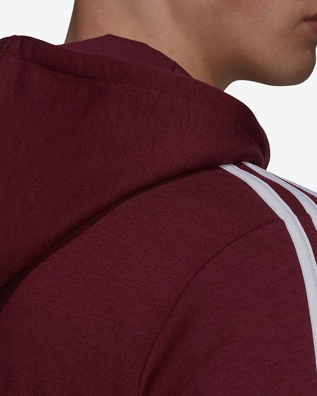 Sudadera con capucha adidas Essentials Fleece 3S Full Zip granate blanco - #5