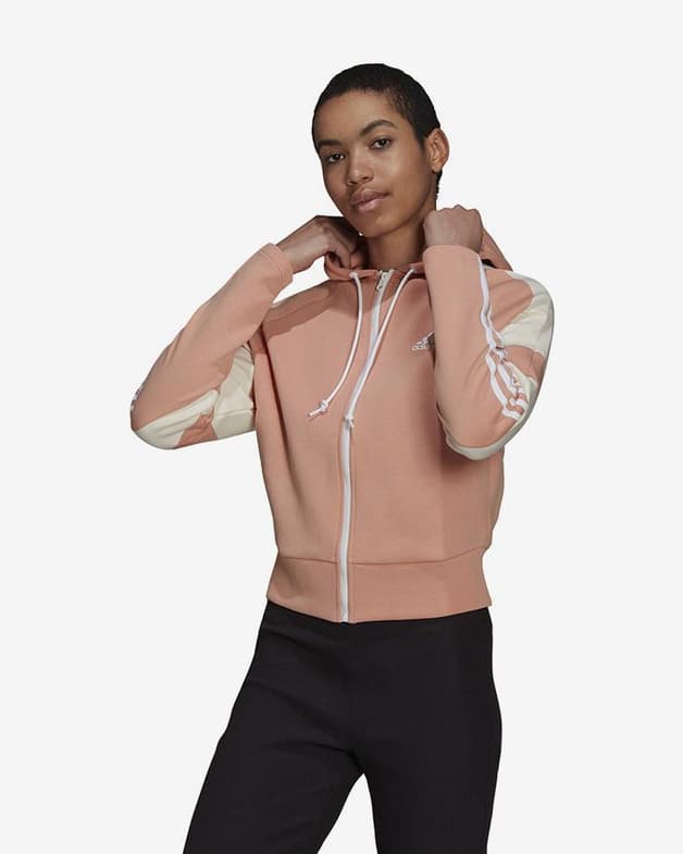 Sudadera con capucha adidas Colorblock Full Zip rosa blanco mujer - #2