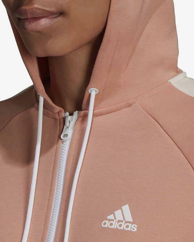 Sudadera con capucha adidas Colorblock Full Zip rosa blanco mujer - #4
