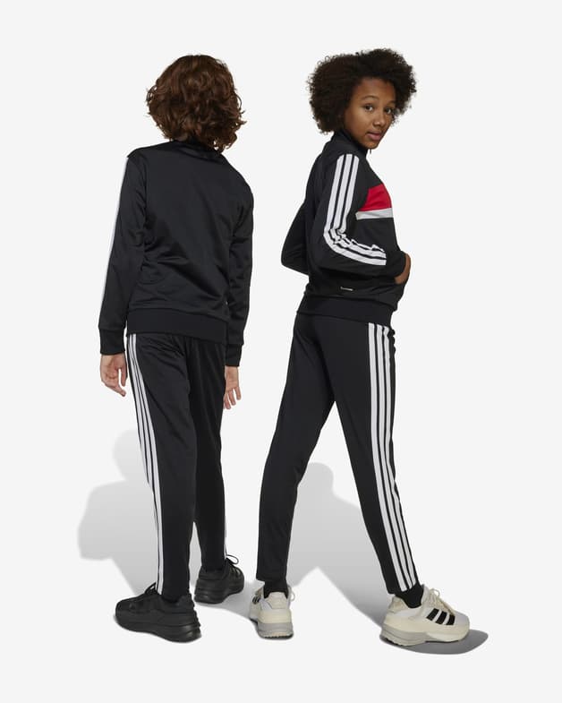 Chándal adidas Seasonal Essentials Tiberio Tricot 3 bandas negro puro rojo junior - #6