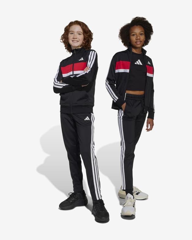 Chándal adidas Seasonal Essentials Tiberio Tricot 3 bandas negro puro rojo junior - #9