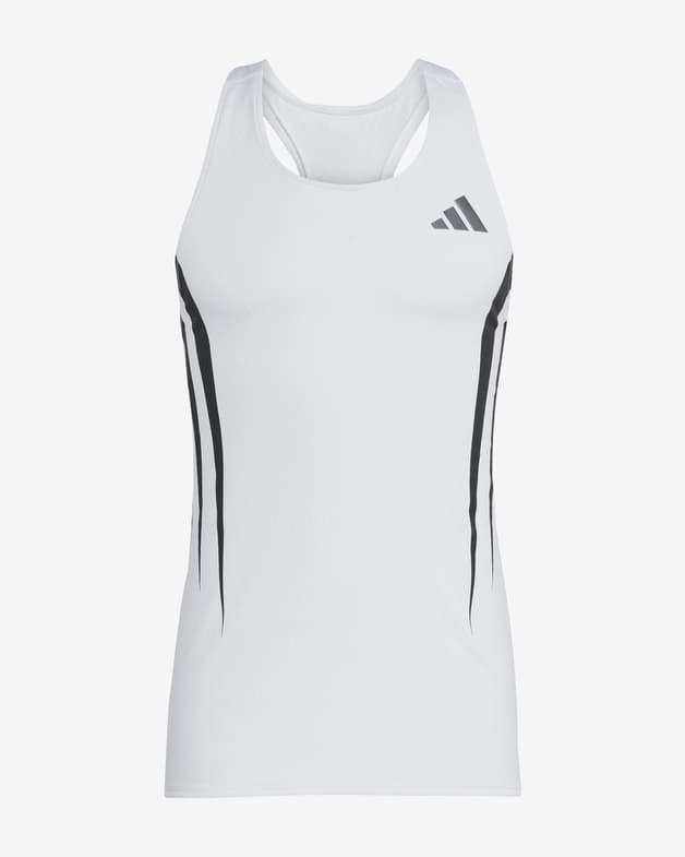 Camiseta adidas Adizero sin mangas blanco negro - #1