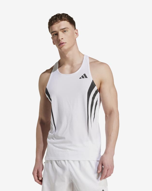 Camiseta adidas Adizero sin mangas blanco negro - #2