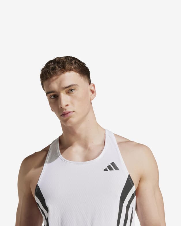 Camiseta adidas Adizero sin mangas blanco negro - #5