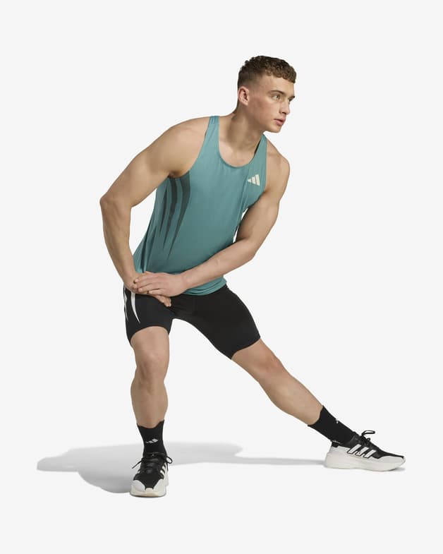 Camiseta adidas Adizero sin mangas verde turquesa negro - #2