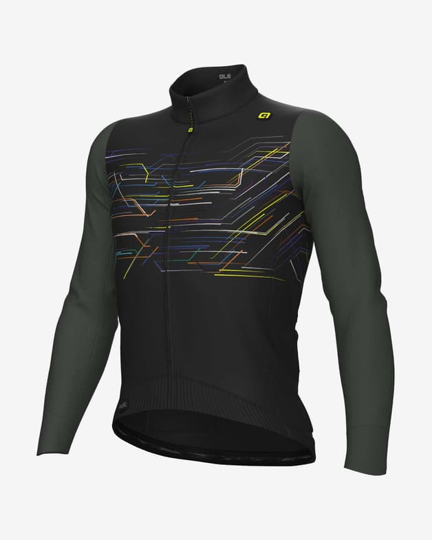 Maillot Alé PR.E Megabyte manche longue vert foncé jaune - #1