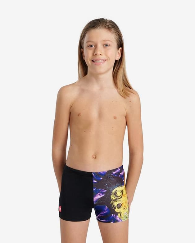 Maillot de bain Arena Crazy Style noir jaune lilas garçon - #1