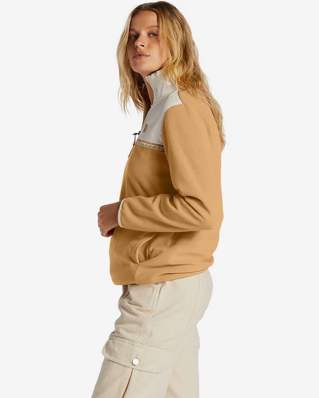 Sudadera Billabong Boundary Lite Half Zip marrón claro blanco mujer - #4