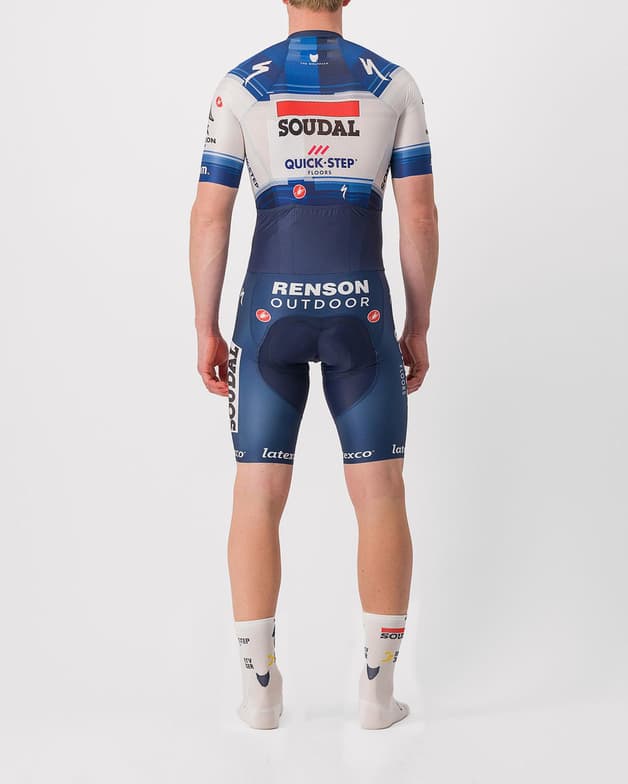 Traje integral Soudal Quick-Step 2023 Sanremo Rosso Corsa corto azul blanco - #2