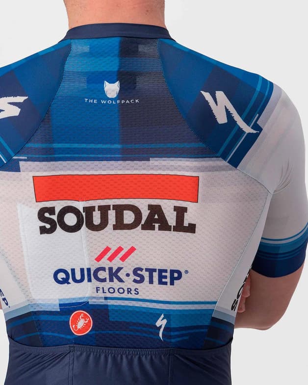 Traje integral Soudal Quick-Step 2023 Sanremo Rosso Corsa corto azul blanco - #3