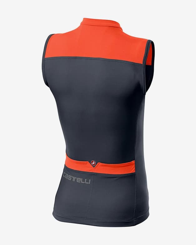 Maillot Castelli Solaris sin mangas azul oscuro rosa anaranjado mujer - #2