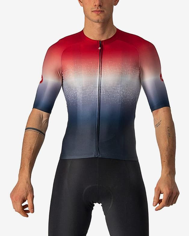 Maillot Castelli Aero Race 6.0 Rosso Corsa manga corta rojo plateado azul marino - #1