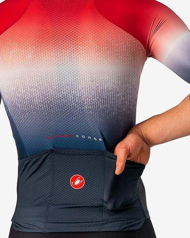 Maillot Castelli Aero Race 6.0 Rosso Corsa manga corta rojo plateado azul marino - #3