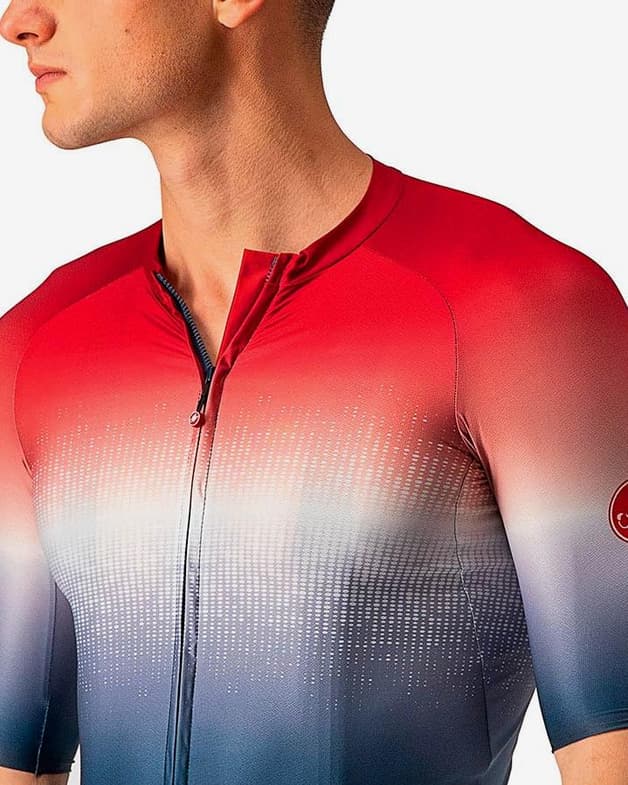 Maillot Castelli Aero Race 6.0 Rosso Corsa manga corta rojo plateado azul marino - #7