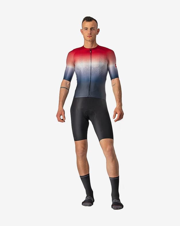 Maillot Castelli Aero Race 6.0 Rosso Corsa manga corta rojo plateado azul marino - #8