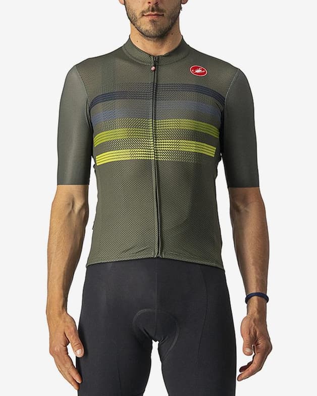 Maillot Castelli Endurance Pro manga corta verde oscuro amarillo azul - #1