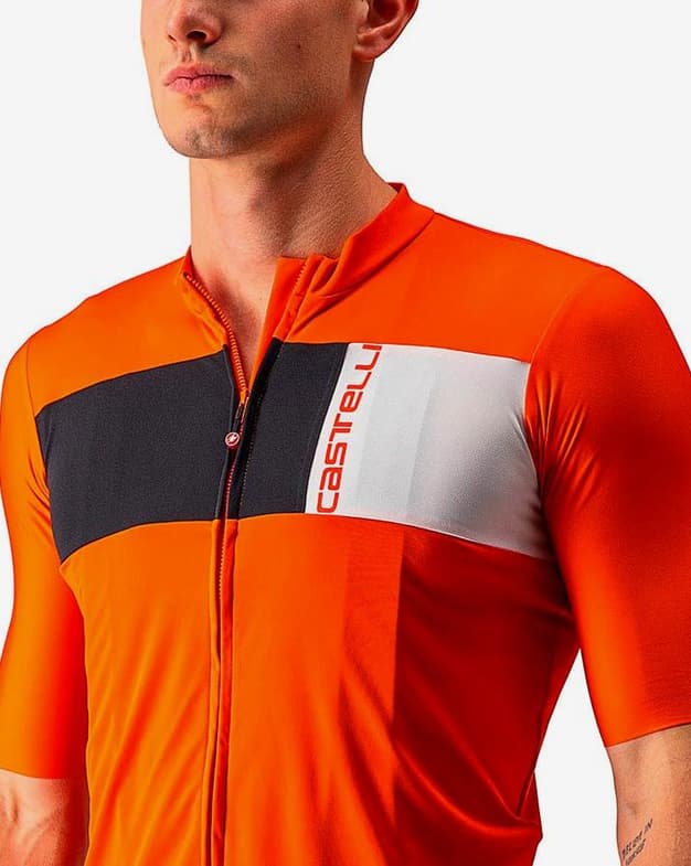 Maillot Castelli Prologo 7 manga corta rojo anaranjado negro blanco - #4