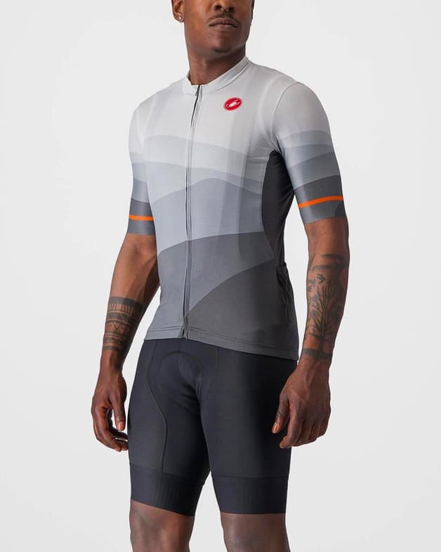 Maillot Castelli Orizzonte manga corta gris plata naranja - #3