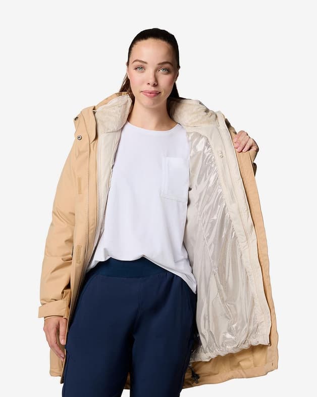 Chaqueta con capucha Columbia Pulaski II Interchange beige marrón mujer - #5